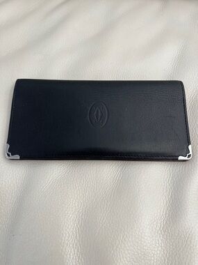 Cartier Black Leather Continental Wallet with Bordeaux Leather Interior Unisex